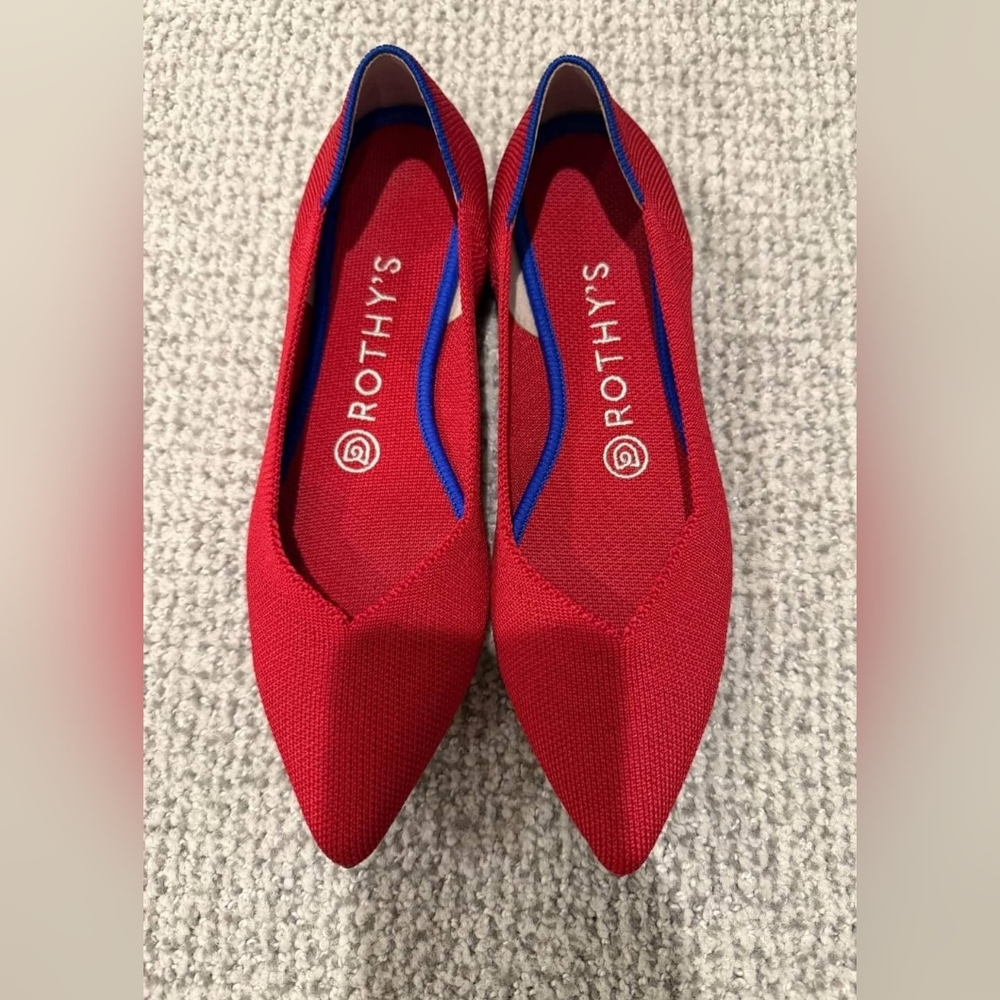 NEW Rothy's Designer The Point Chili Red Pointed Flats Sz 7